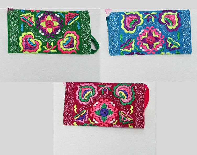 Women Ethnic Handmade Embroidered Wristlet Clutch Bag Vintage Purse Wallet - melvincucci