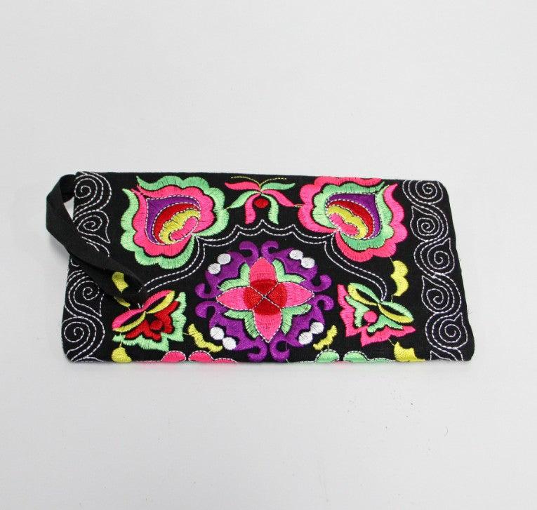 Women Ethnic Handmade Embroidered Wristlet Clutch Bag Vintage Purse Wallet - melvincucci
