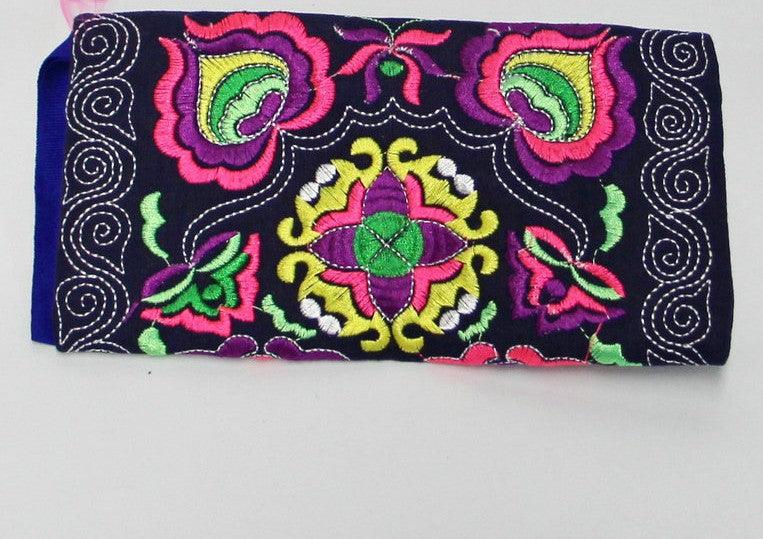 Women Ethnic Handmade Embroidered Wristlet Clutch Bag Vintage Purse Wallet - melvincucci