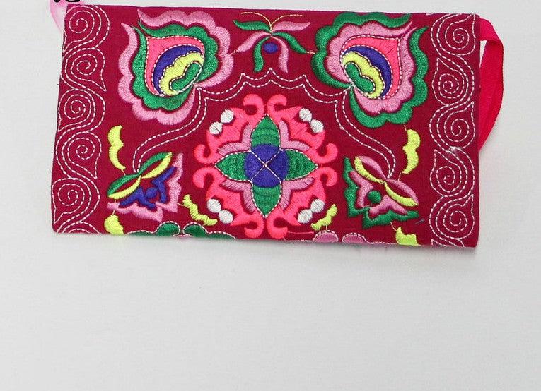 Women Ethnic Handmade Embroidered Wristlet Clutch Bag Vintage Purse Wallet - melvincucci