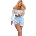 Women Fashion Ripped Denim Shorts Women's Light Blue Ripped Denim Shorts - melvincucci