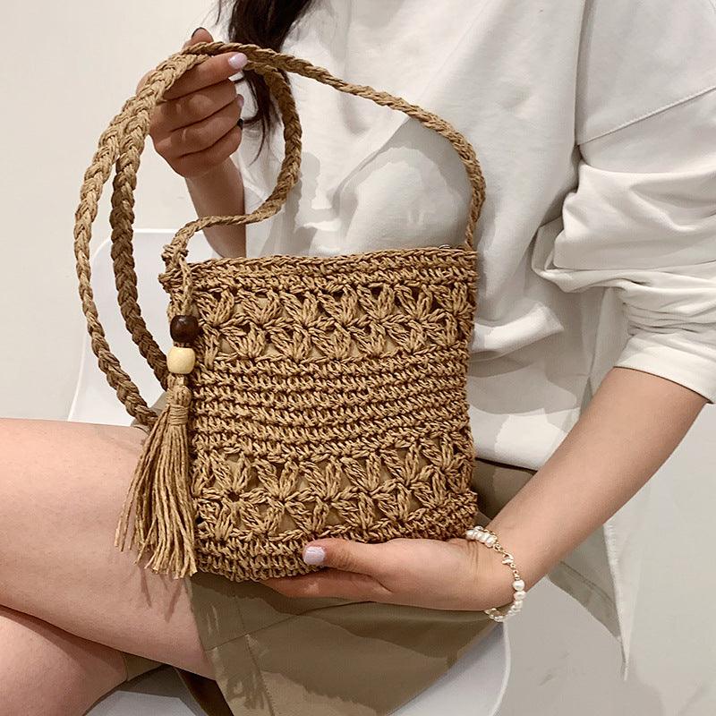Women Fashion Straw Handmade Woven Summer Vacation Beach Small Crossbody Bags - melvincucci