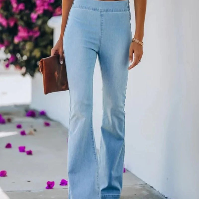 Women Fringed Stretch Flared Denim Jeans - melvincucci
