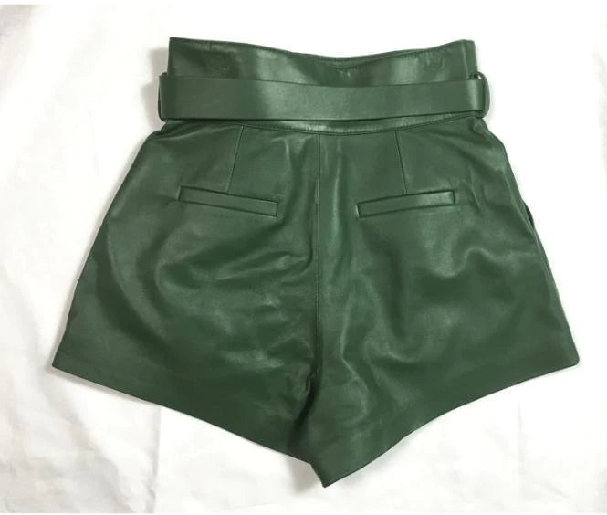Women Harajuku Genuine Leather shorts - melvincucci