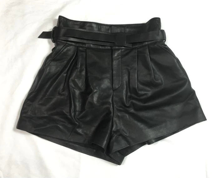 Women Harajuku Genuine Leather shorts - melvincucci