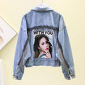 Women Heavy-duty Diamond-studded Denim Jacket - melvincucci