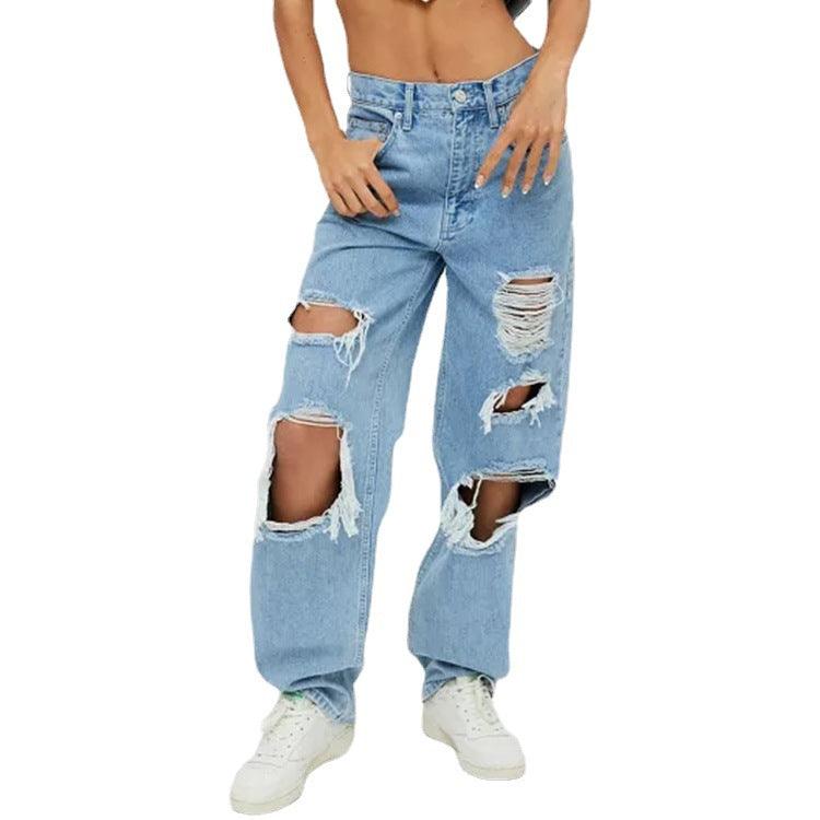 Women High Waist Loose Slim Denim Overalls - melvincucci