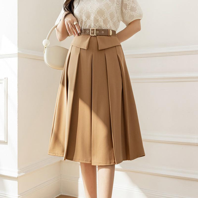 Women Hip-covering Mid-length Pleated Skirt - melvincucci