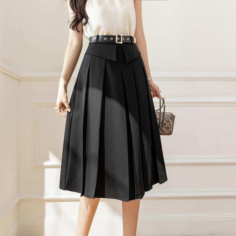Women Hip-covering Mid-length Pleated Skirt - melvincucci