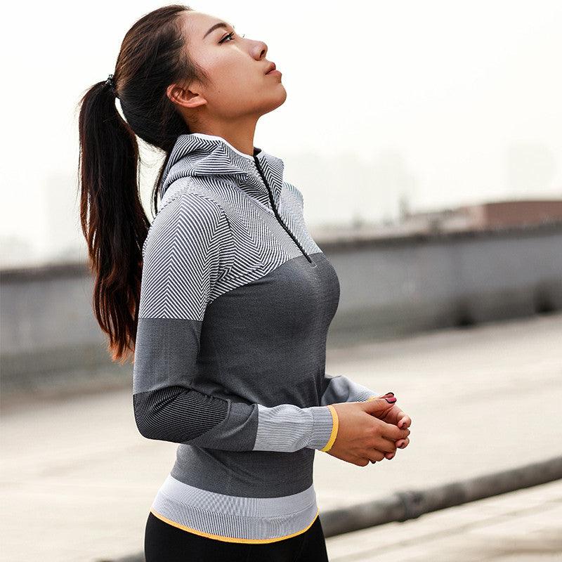 Women Hooded running jacket Long Sleeve Sweatshirt - melvincucci