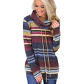 Women Hoodies Sweatshirts Casual Long Sleeve Pullover Hoodie Multi-color Striped Sweatshirt Turtleneck Pullovers Sudadera Mujer - melvincucci