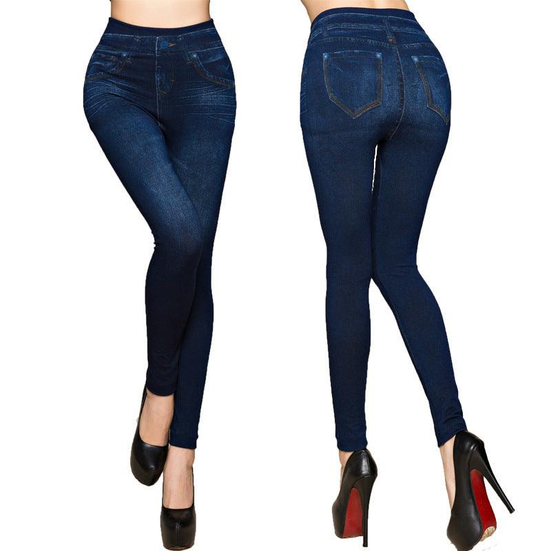 Women Leggings Plus size Faux Denim Jeans Leggings - melvincucci