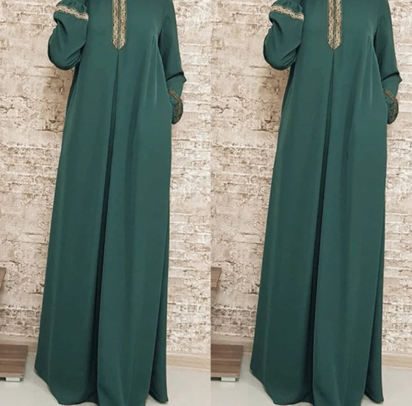 Women Plus Size Print Abaya Jilbab Muslim Maxi Dress - melvincucci
