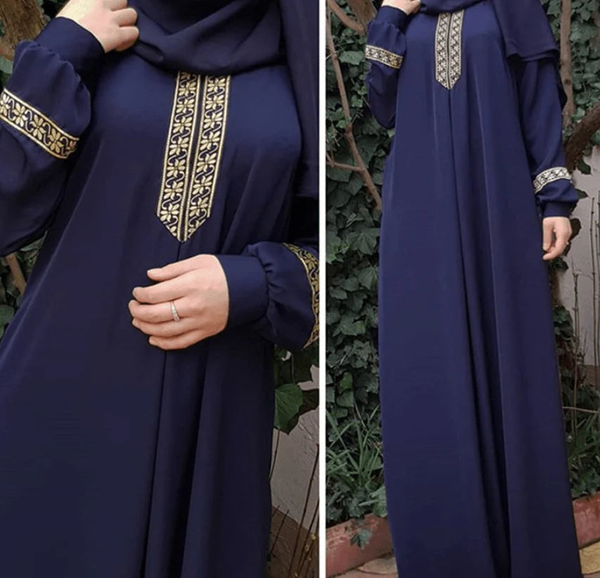 Women Plus Size Print Abaya Jilbab Muslim Maxi Dress - melvincucci