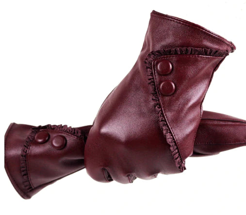women  PU gloves with lace and button - melvincucci