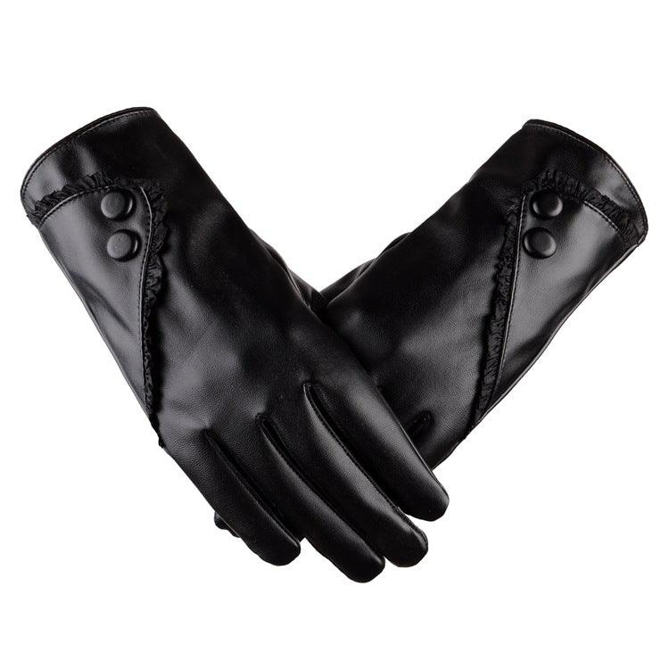 women  PU gloves with lace and button - melvincucci