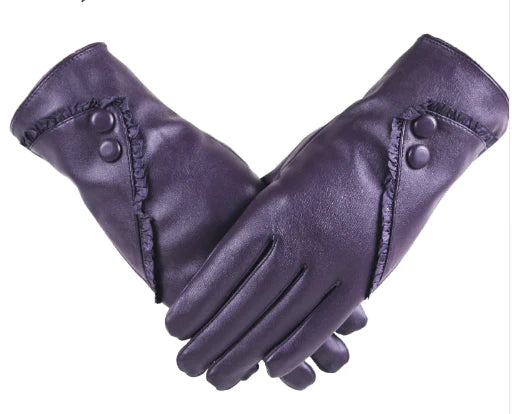 women  PU gloves with lace and button - melvincucci