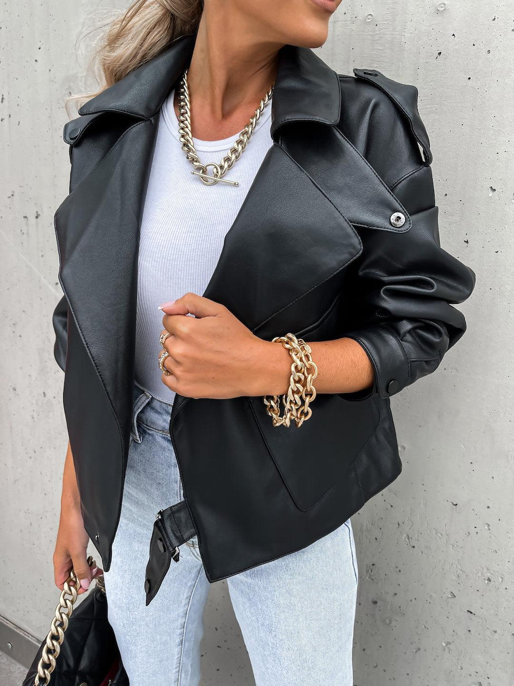 Women PU Leather Top Coat Jacket Loose - melvincucci