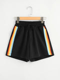 Women Rainbow Striped Elastic Shorts - melvincucci
