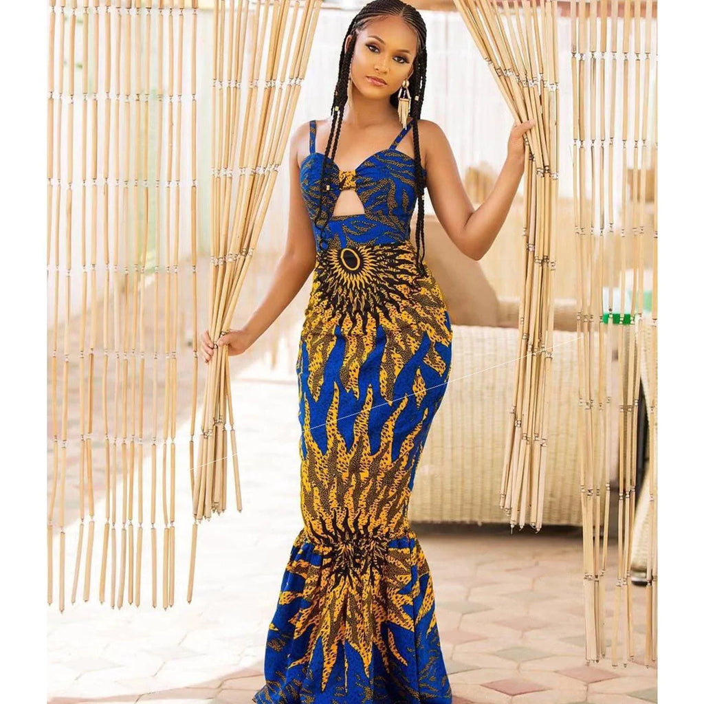 Women''s African Digital Printing Dress Hanging Dress - melvincucci