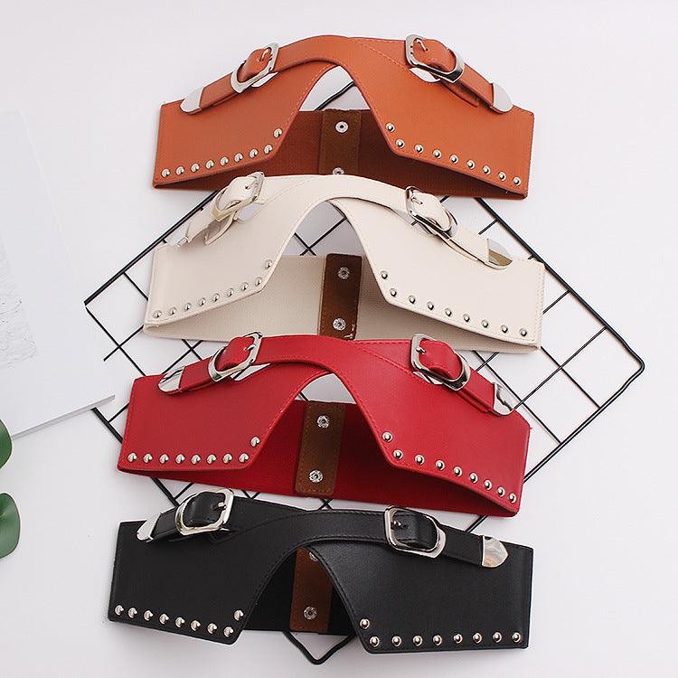 Women's Belts With Skirts, Decorative Dresses, Waist Closure, Elastic Elastic Rivets, Wide Belts - melvincucci
