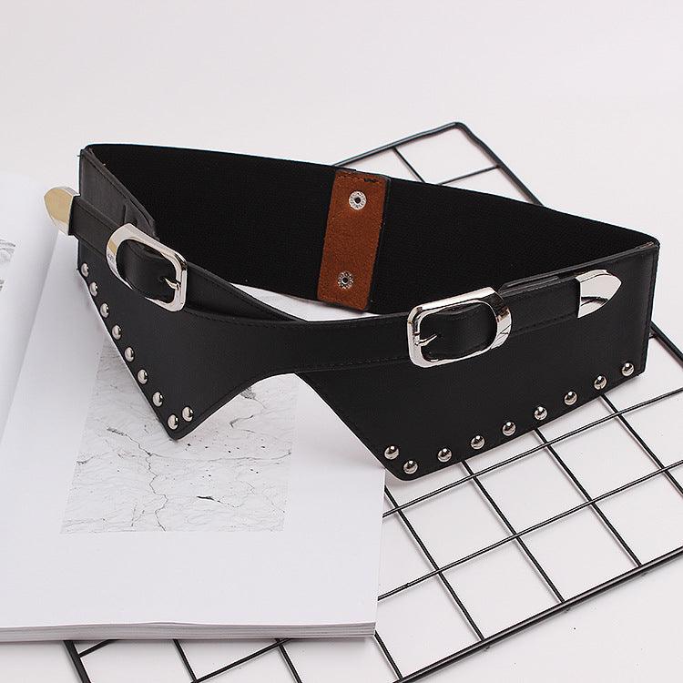 Women's Belts With Skirts, Decorative Dresses, Waist Closure, Elastic Elastic Rivets, Wide Belts - melvincucci