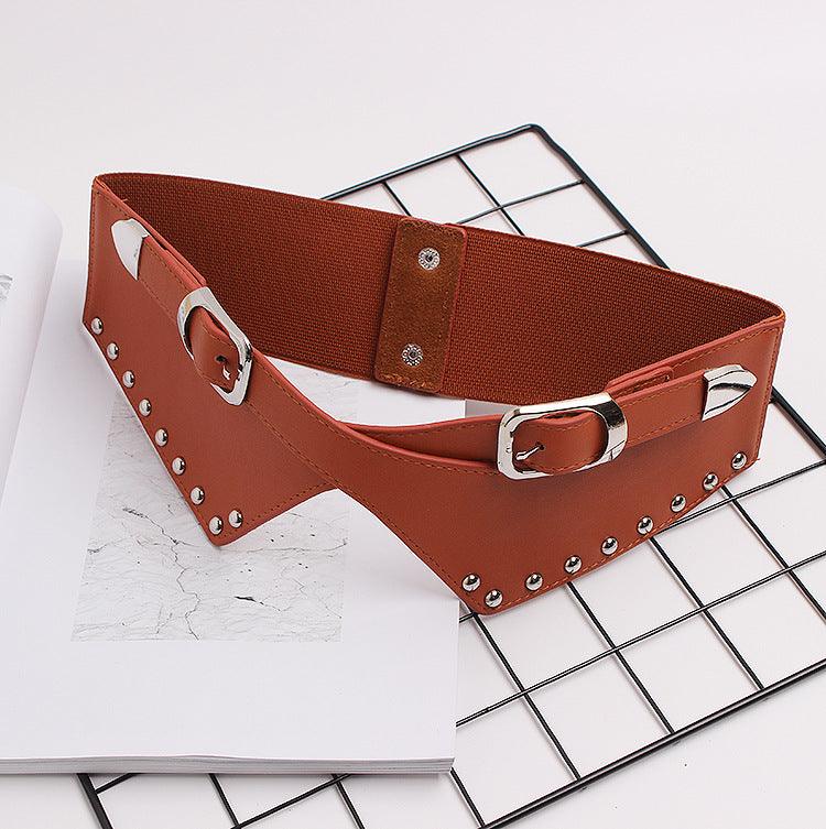 Women's Belts With Skirts, Decorative Dresses, Waist Closure, Elastic Elastic Rivets, Wide Belts - melvincucci