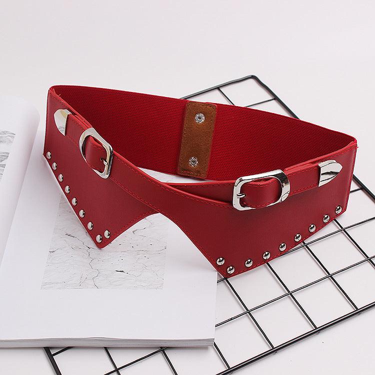 Women's Belts With Skirts, Decorative Dresses, Waist Closure, Elastic Elastic Rivets, Wide Belts - melvincucci