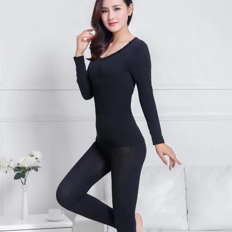 Women's Cotton Tight Thermal Underwear Set - melvincucci