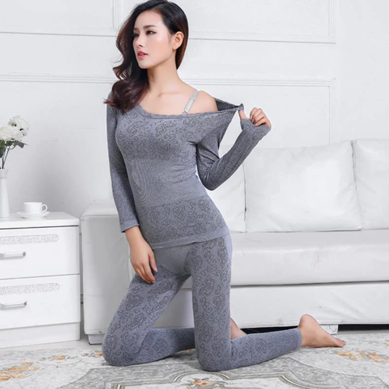Women's Cotton Tight Thermal Underwear Set - melvincucci