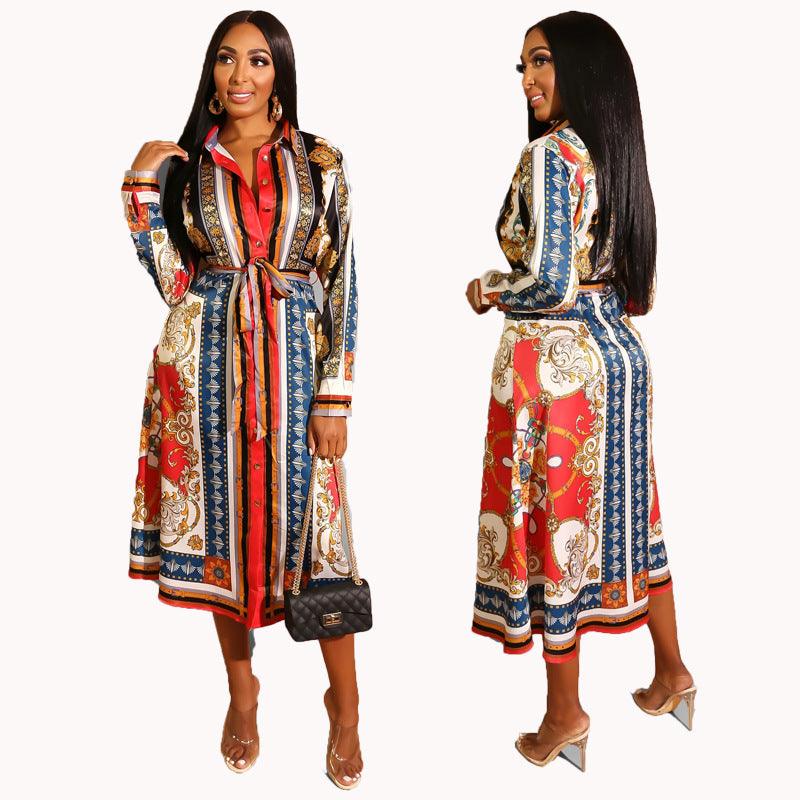 Women'S European And American Long Sleeve Shirt African French Dress Skirt Summer - melvincucci