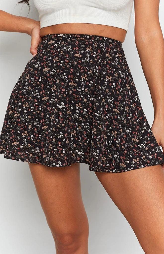 Women's Floral Skirt High Waist Umbrella Skirt Invisible Zipper Chiffon Print Short Skirt Women - melvincucci