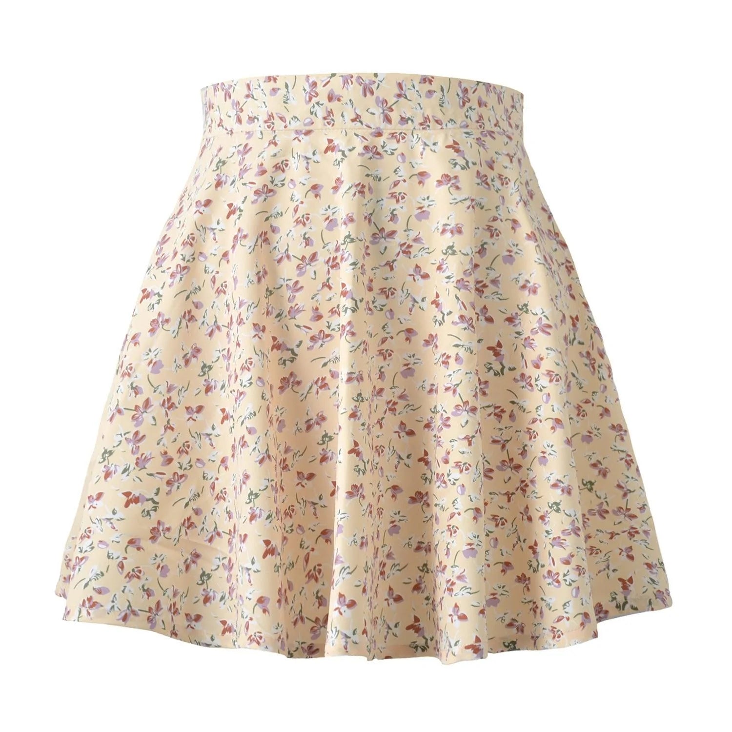 Women's Floral Skirt High Waist Umbrella Skirt Invisible Zipper Chiffon Print Short Skirt Women - melvincucci