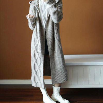 Women's hooded knitted sweater coat - melvincucci