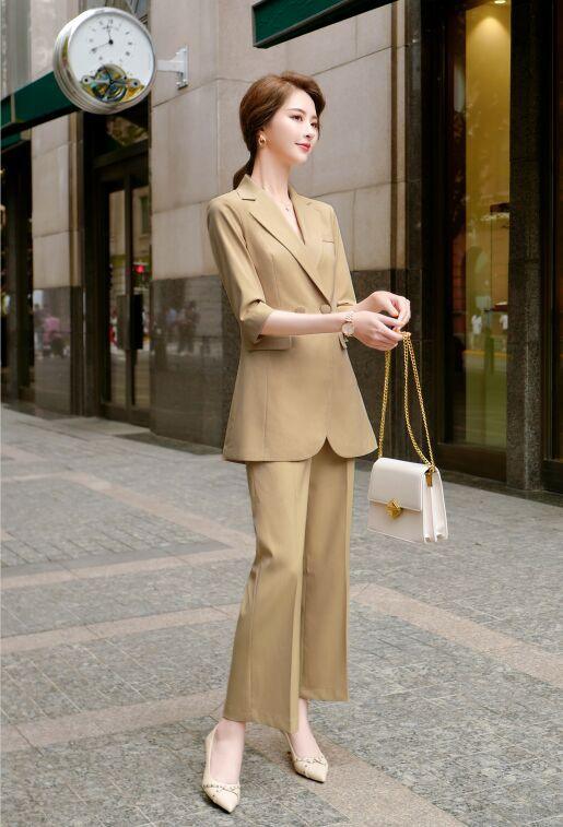 Women's Mid-length Three-quarter Sleeve Blazer Suit - melvincucci