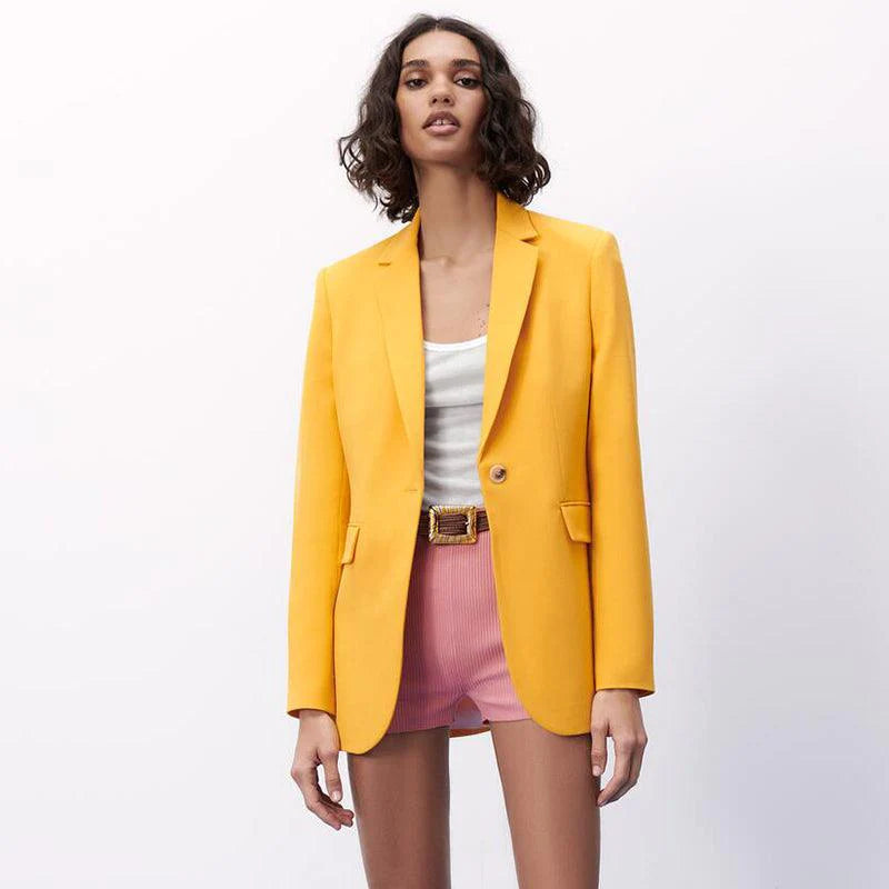 Women's Pockets And Stylish Temperament Slim Button Blazer - melvincucci