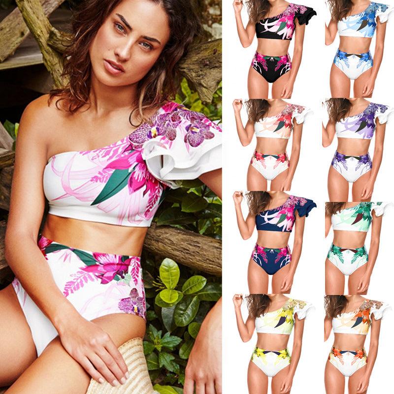 Women's Sexy Two-piece Swimwear Floral Print Swimsuit Bikini Swimming Beachwear Bikinis - melvincucci