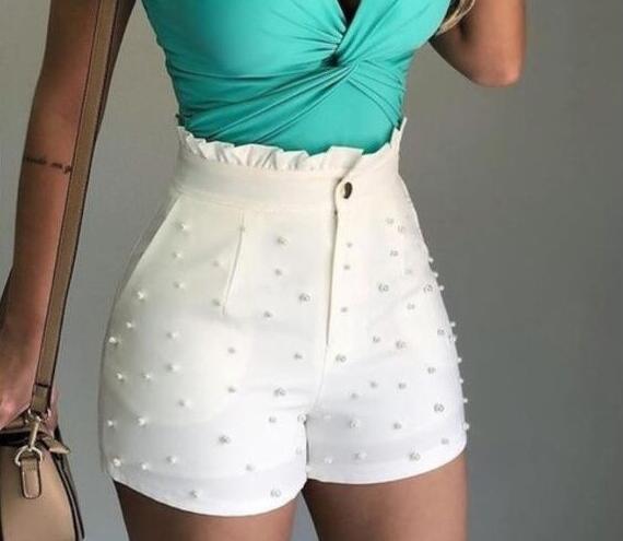 Women's Shorts Cannon Beads Solid Color Sexy Shorts Women - melvincucci
