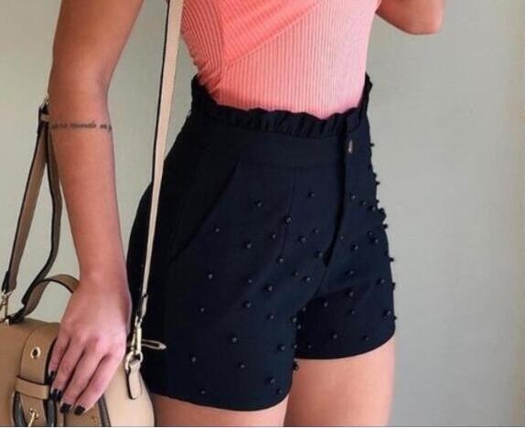 Women's Shorts Cannon Beads Solid Color Sexy Shorts Women - melvincucci