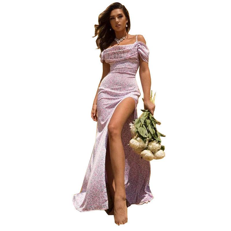 Women's Small Floral Slit Slip Dress Beachwear Summer - melvincucci