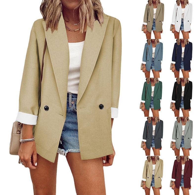 Women's Solid Color Small Suit One Piece Long Sleeve Spring And Autumn Blazer - melvincucci