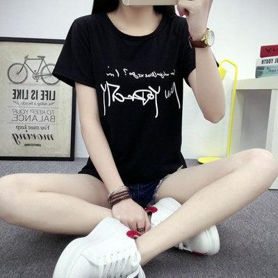 Women's t-shirt printing letters short-sleeved t-shirt women - melvincucci