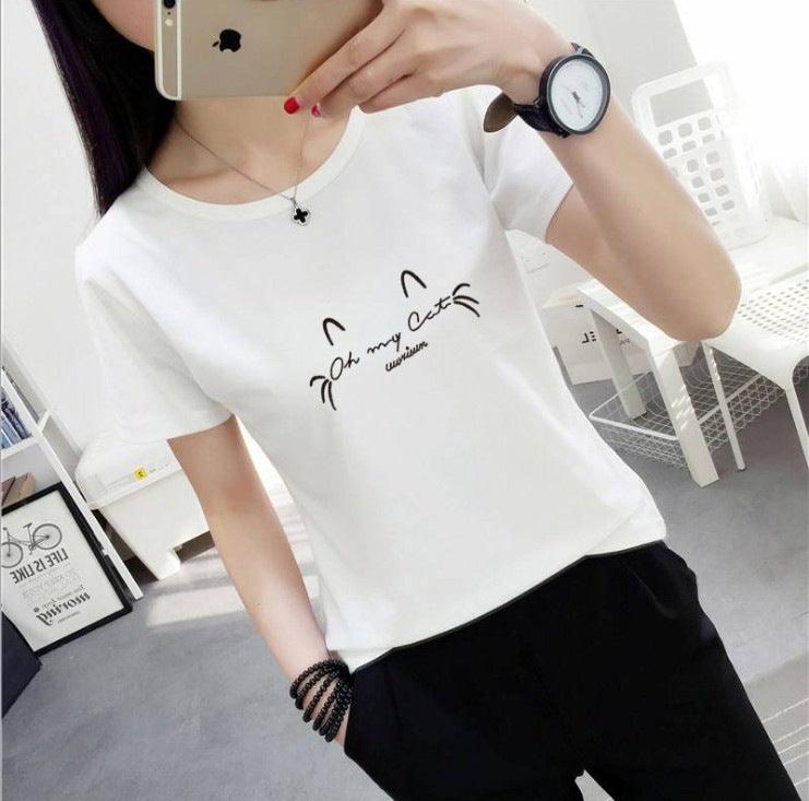 Women's t-shirt printing letters short-sleeved t-shirt women - melvincucci