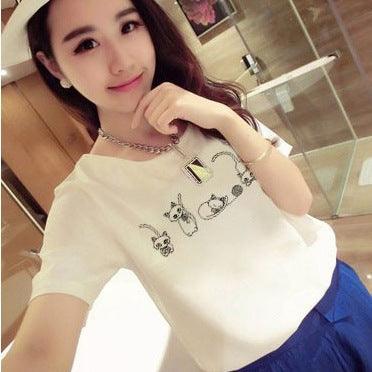 Women's t-shirt printing letters short-sleeved t-shirt women - melvincucci