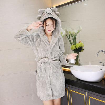 Women's Winter Thickened And Lengthened Flannel Bathrobe - melvincucci