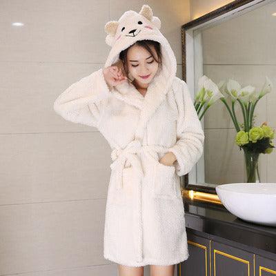 Women's Winter Thickened And Lengthened Flannel Bathrobe - melvincucci