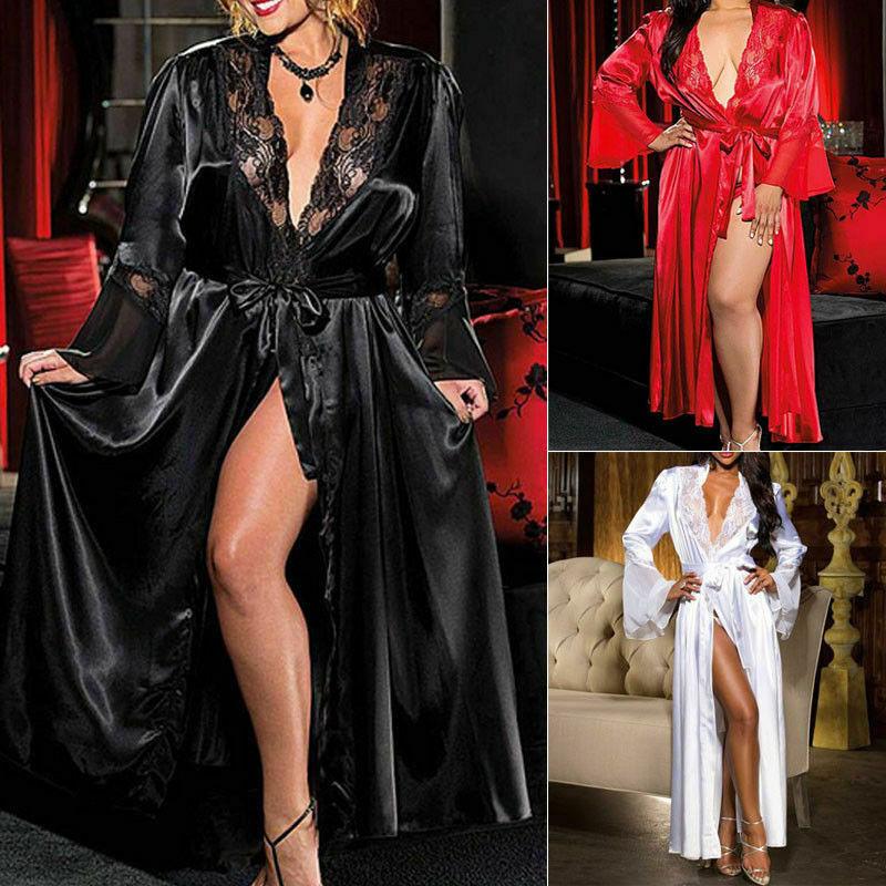 Women Sexy Lingerie Bathrobe Glossy Big Yards Dress - melvincucci