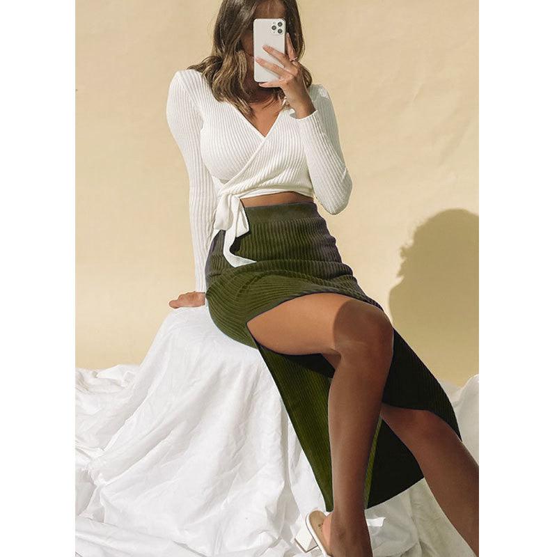 Women Temperament High Waist Irregular Slit Skirt - melvincucci