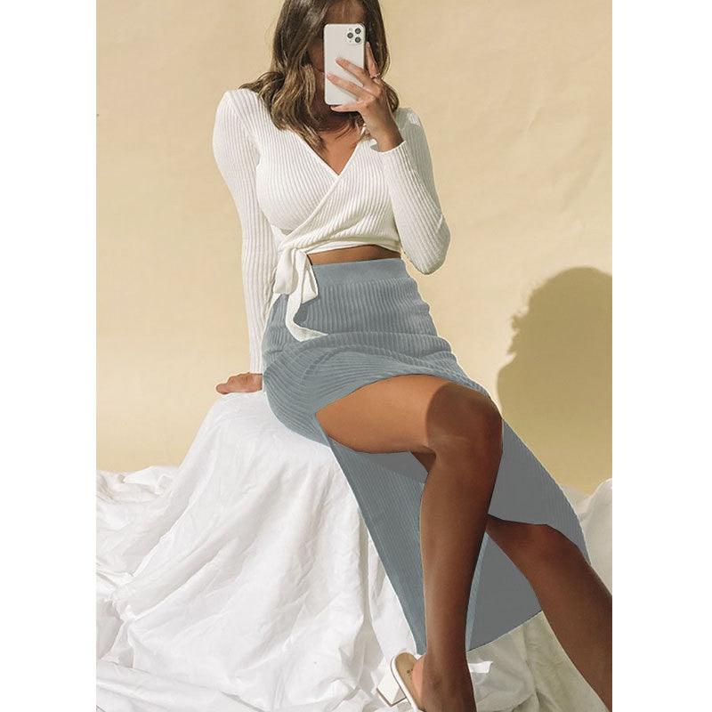 Women Temperament High Waist Irregular Slit Skirt - melvincucci