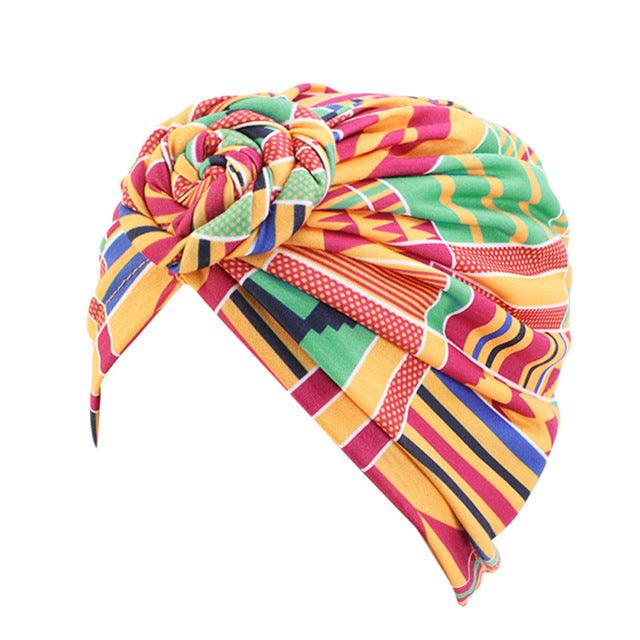 Women Turban African Pattern Knot Headwrap Fashion - melvincucci